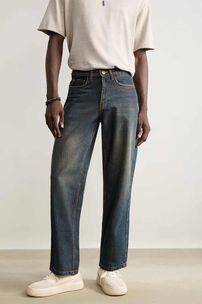 WIDE FIT SHADED MEN'S JEANS